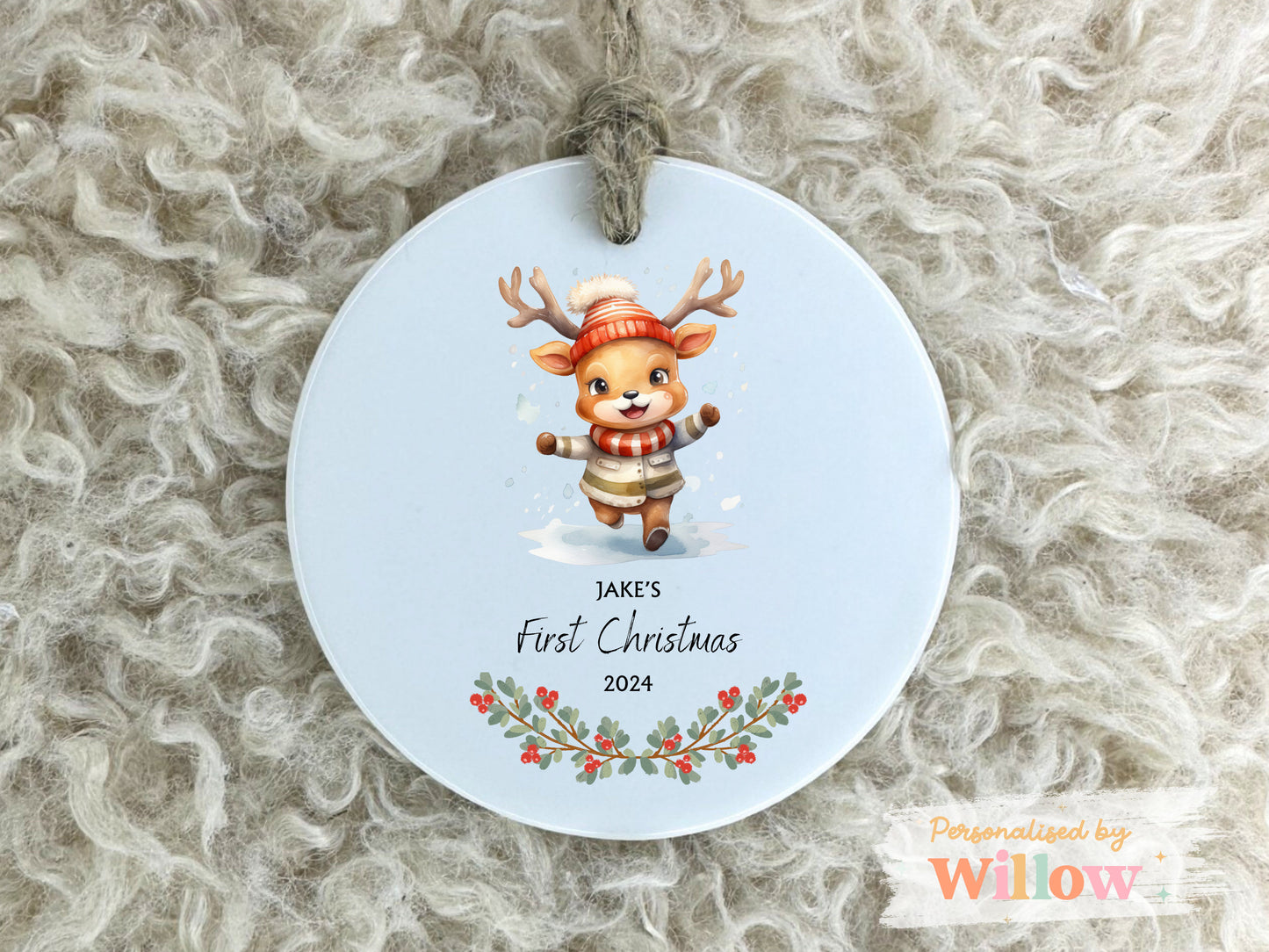 Personalised Baby's First Christmas Ceramic Hanging Decoration