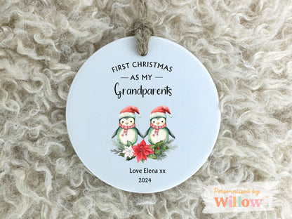 Personalised Nanny and Grandad Christmas Gift, Ceramic Ornament Keepsake