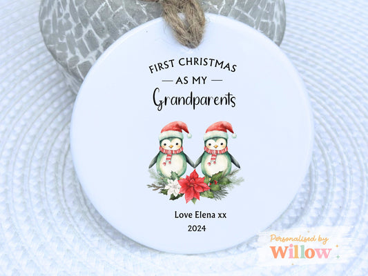 Personalised Nanny and Grandad Christmas Gift, Ceramic Ornament Keepsake