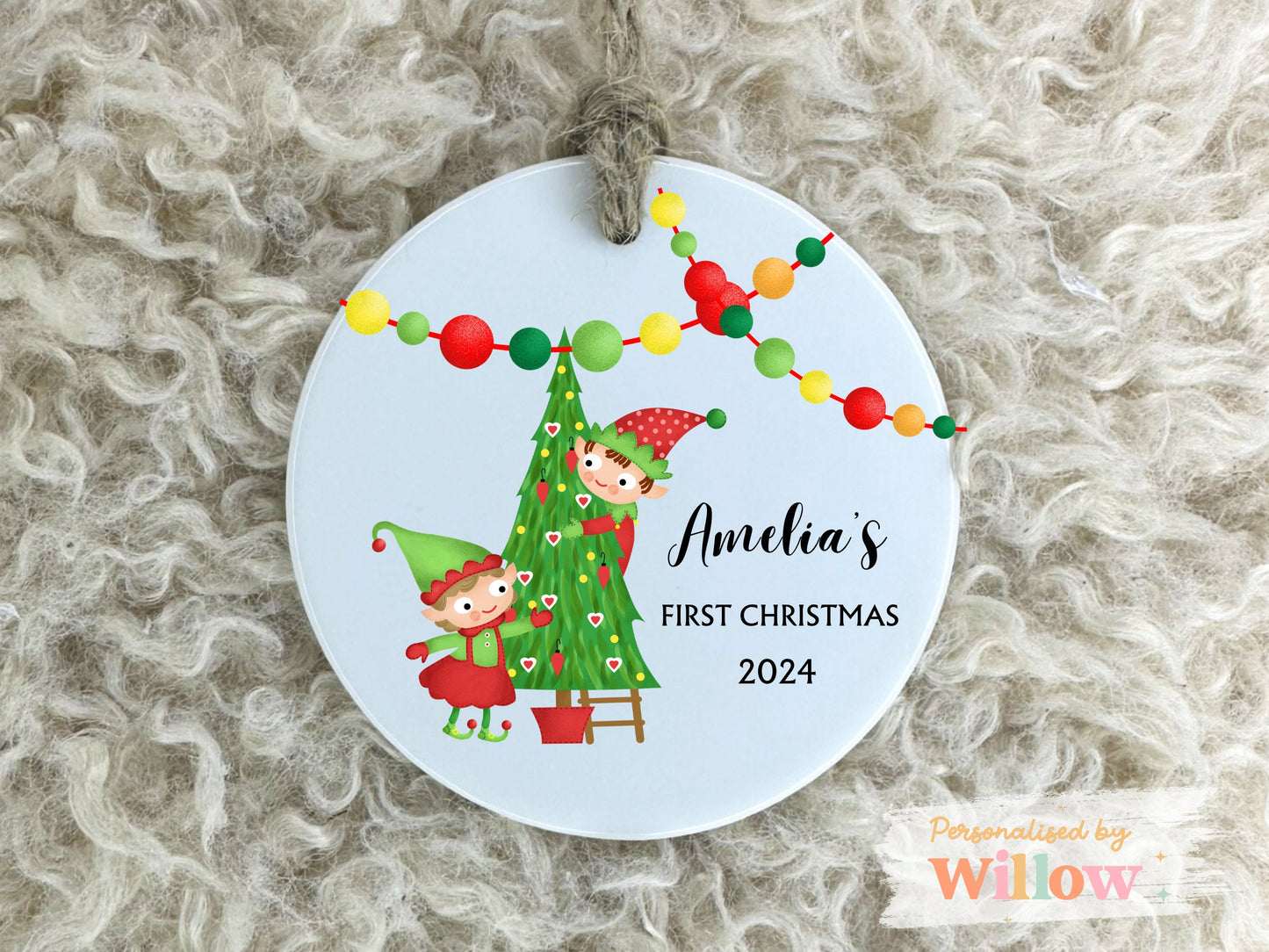 Personalised Baby's First Christmas Ceramic Hanging Decoration