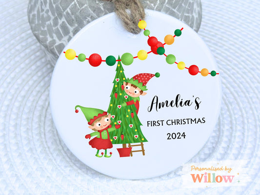 Personalised Baby's First Christmas Ceramic Hanging Decoration