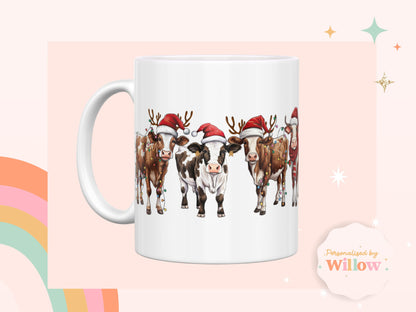 Christmas Cow Mug, Cow Breeds Mug, Cow Gift, Farm Mug