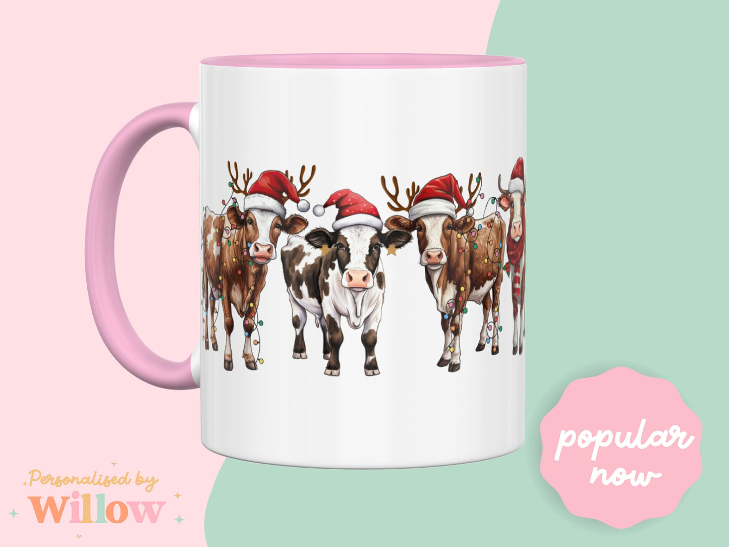 Christmas Cow Mug, Cow Breeds Mug, Cow Gift, Farm Mug