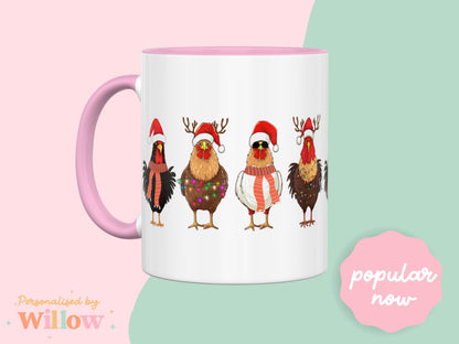 Christmas Chicken Mug, Chicken Breeds Mug, Chicken Gift