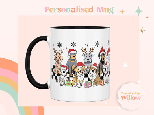 Christmas Personalised Dog Mug, Dog Breeds Mug, Dog Gift