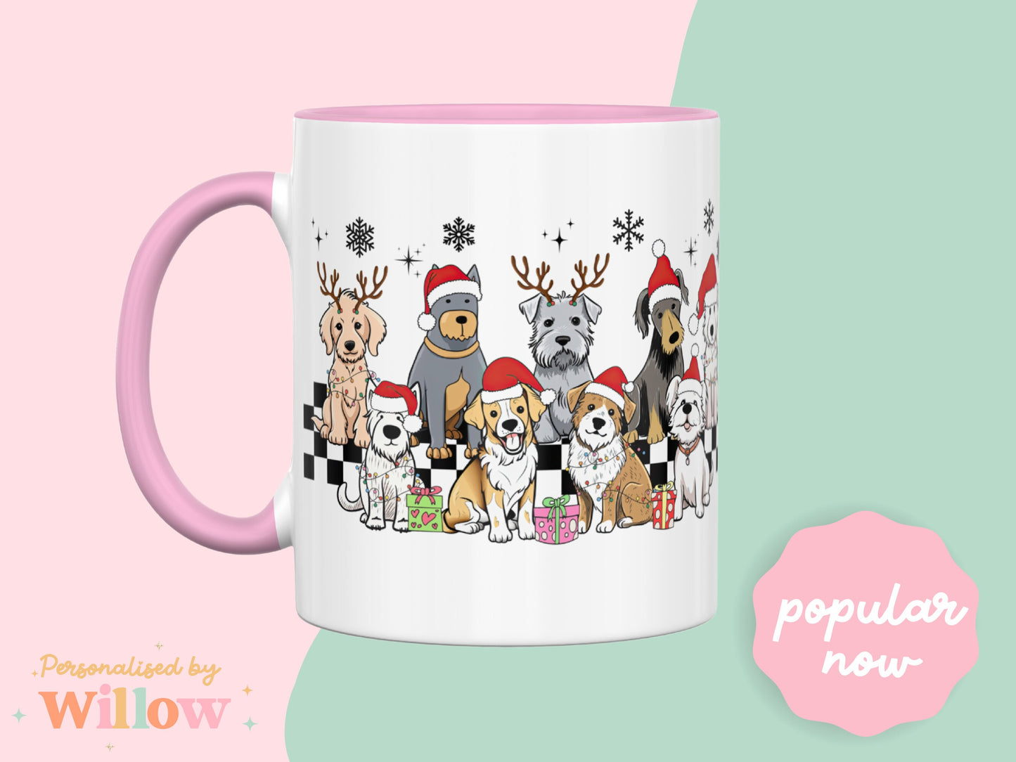 Christmas Personalised Dog Mug, Dog Breeds Mug, Dog Gift