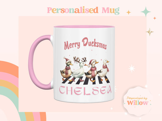 Custom Christmas Mug, Personalised Christmas Cup, Hot Chocolate Secret Santa Gift, Christmas Movie Mug, Winter Seasonal Mug, Duck Mug