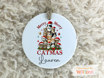 Personalised Cat Christmas Decoration, Cats Christmas Decoration.