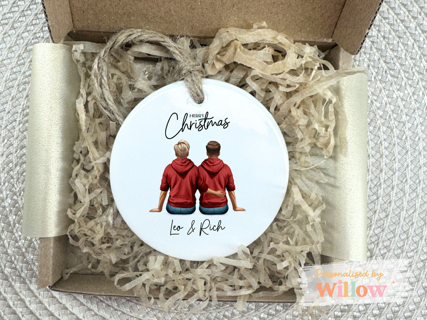 Same Sex Couple Christmas Ornament, Personalised Christmas Jumper.