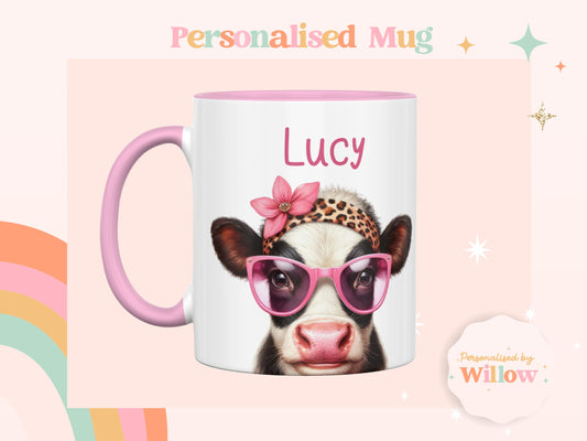 Personalised Cow Mug, Cow Gift, Farm Mug, Farm Animals Mug.