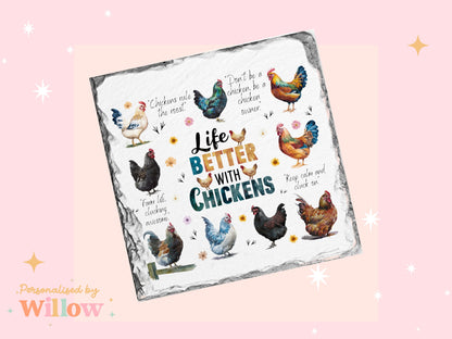 Chicken Coaster, Chicken Gift, Chicken Lover Gift, Drinks Coaster
