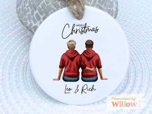 Same Sex Couple Christmas Ornament, Personalised Christmas Jumper.