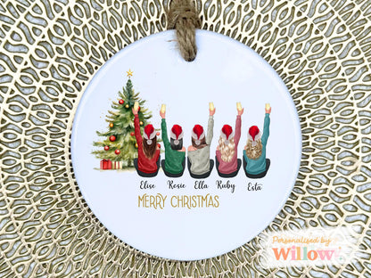 Bestie Christmas Ceramic Hanging Ornament With 5 People