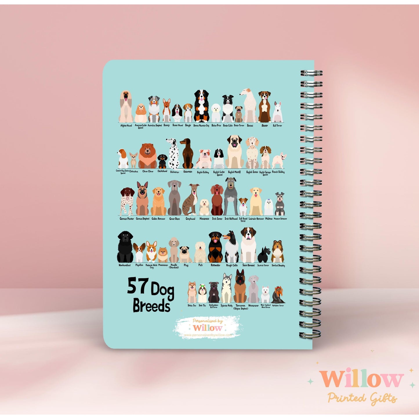 Dog Breeds Notebook Gift, Dog Themed Journal, Gift For Dog Lover, Dog Stationary, Dog Mum Gift, Pet Dog Notebook, Dog Lover Gift.