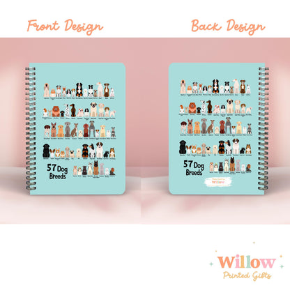 Dog Breeds Notebook Gift, Dog Themed Journal, Gift For Dog Lover, Dog Stationary, Dog Mum Gift, Pet Dog Notebook, Dog Lover Gift.