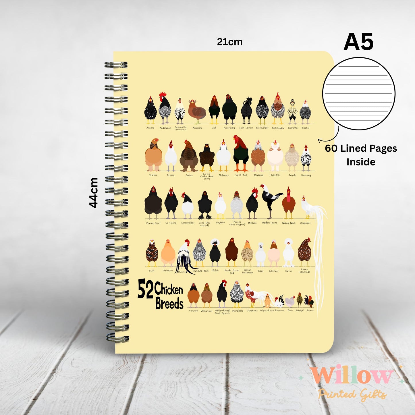 Chicken Breeds Notebook Gift, Chicken Themed Journal, Gift For Chicken Lover, Chicken Stationary, Farm Notebook, Chicken Lover Gift.