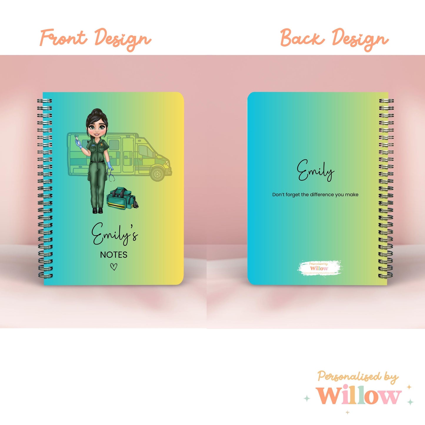 Personalised Paramedic Notebook, Emergency Services Paramedic Stationary, Medical Gift.