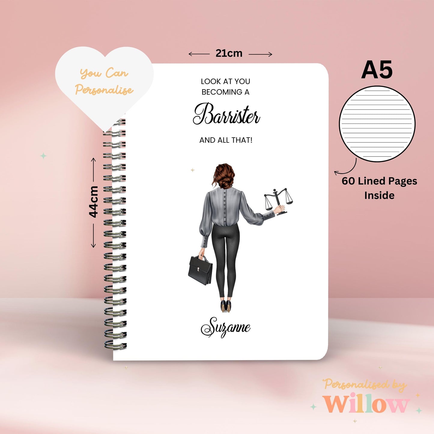 Personalised Barrister Notebook, Gift For Barrister/ Lawyer