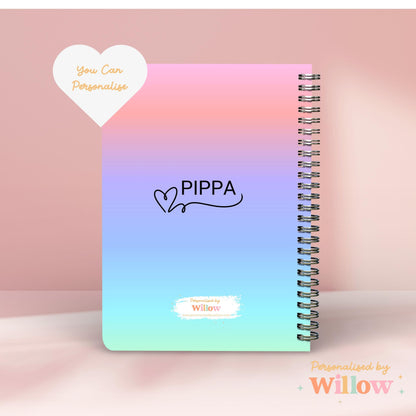 Personalised Grow Positive Thoughts Notebook, Creative Ideas Affirmation Journal