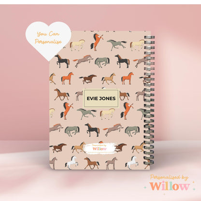 Personalised Horse Notebook Journal, Equestrian Gift, Horse Rider Notebook