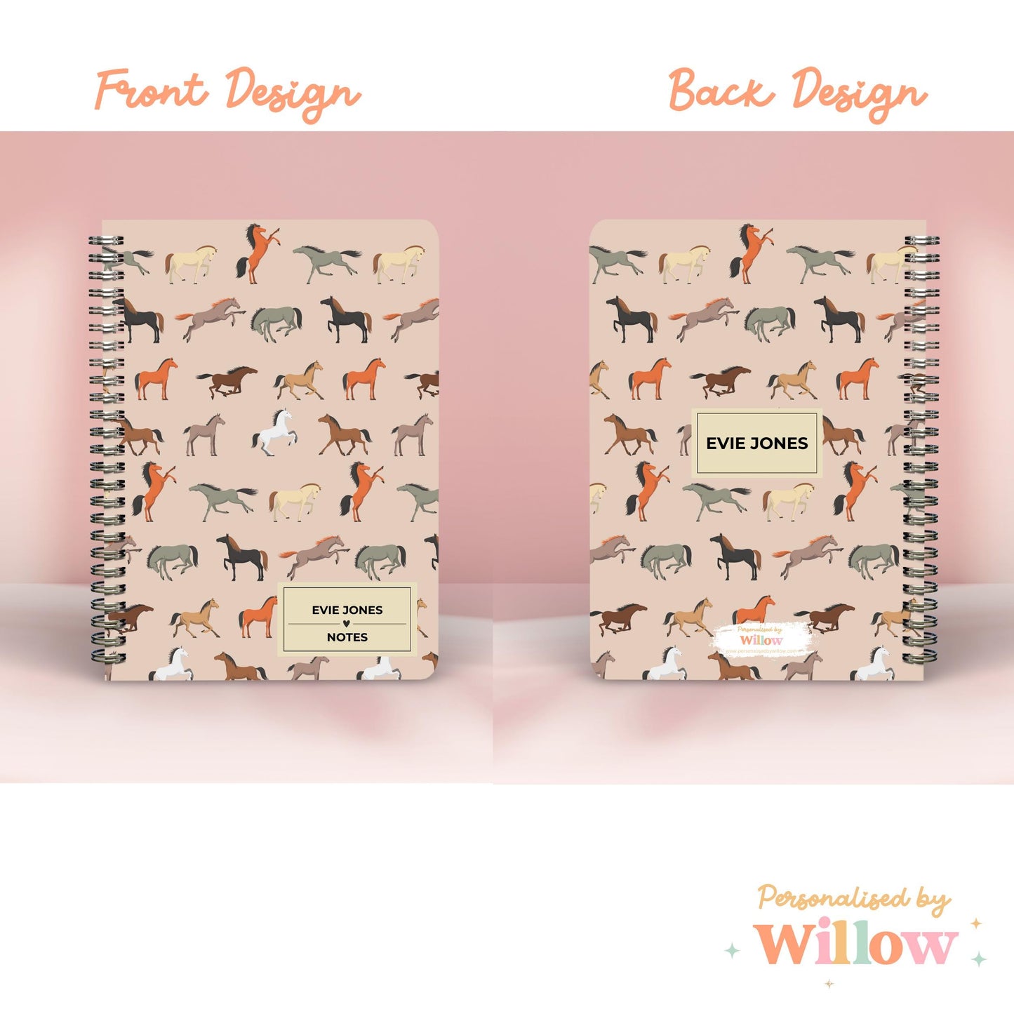 Personalised Horse Notebook Journal, Equestrian Gift, Horse Rider Notebook