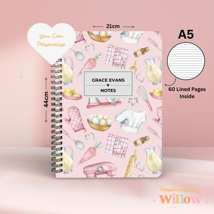 Personalised Baking Notebook Gift For Baker, Recipe Notebook