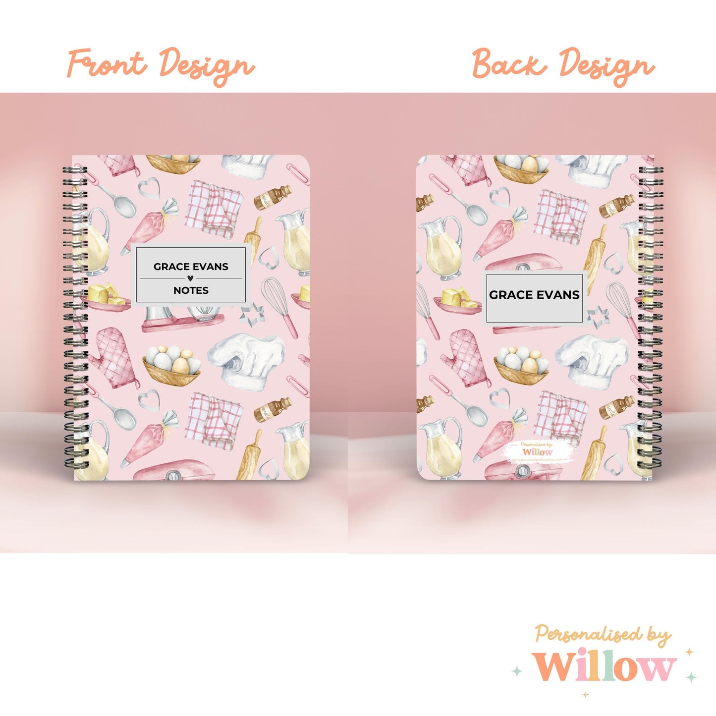 Personalised Baking Notebook Gift For Baker, Recipe Notebook