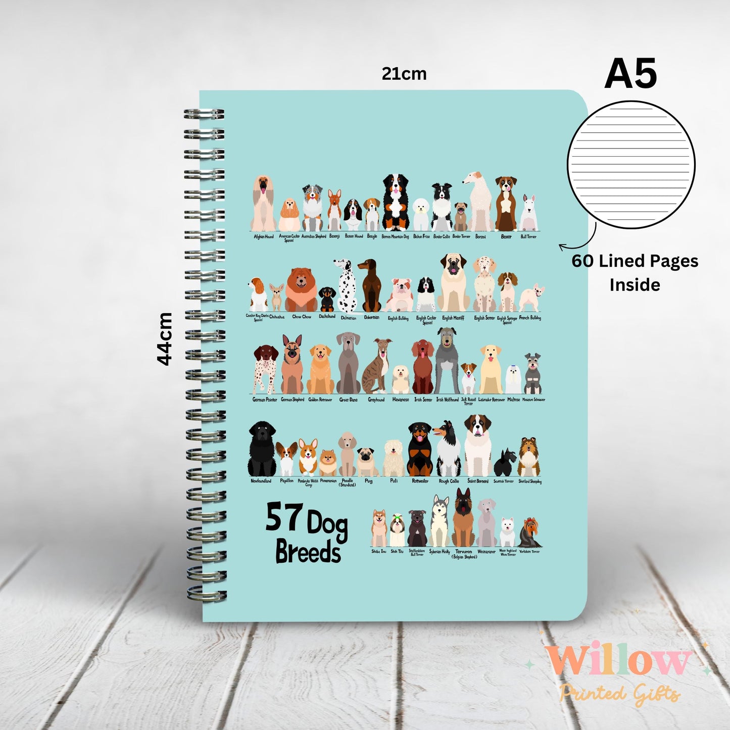 Dog Breeds Notebook Gift, Dog Themed Journal, Gift For Dog Lover, Dog Stationary, Dog Mum Gift, Pet Dog Notebook, Dog Lover Gift.