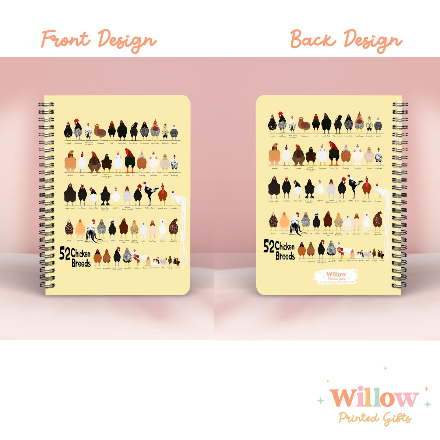 Chicken Breeds Notebook Gift, Chicken Themed Journal, Gift For Chicken Lover, Chicken Stationary, Farm Notebook, Chicken Lover Gift.