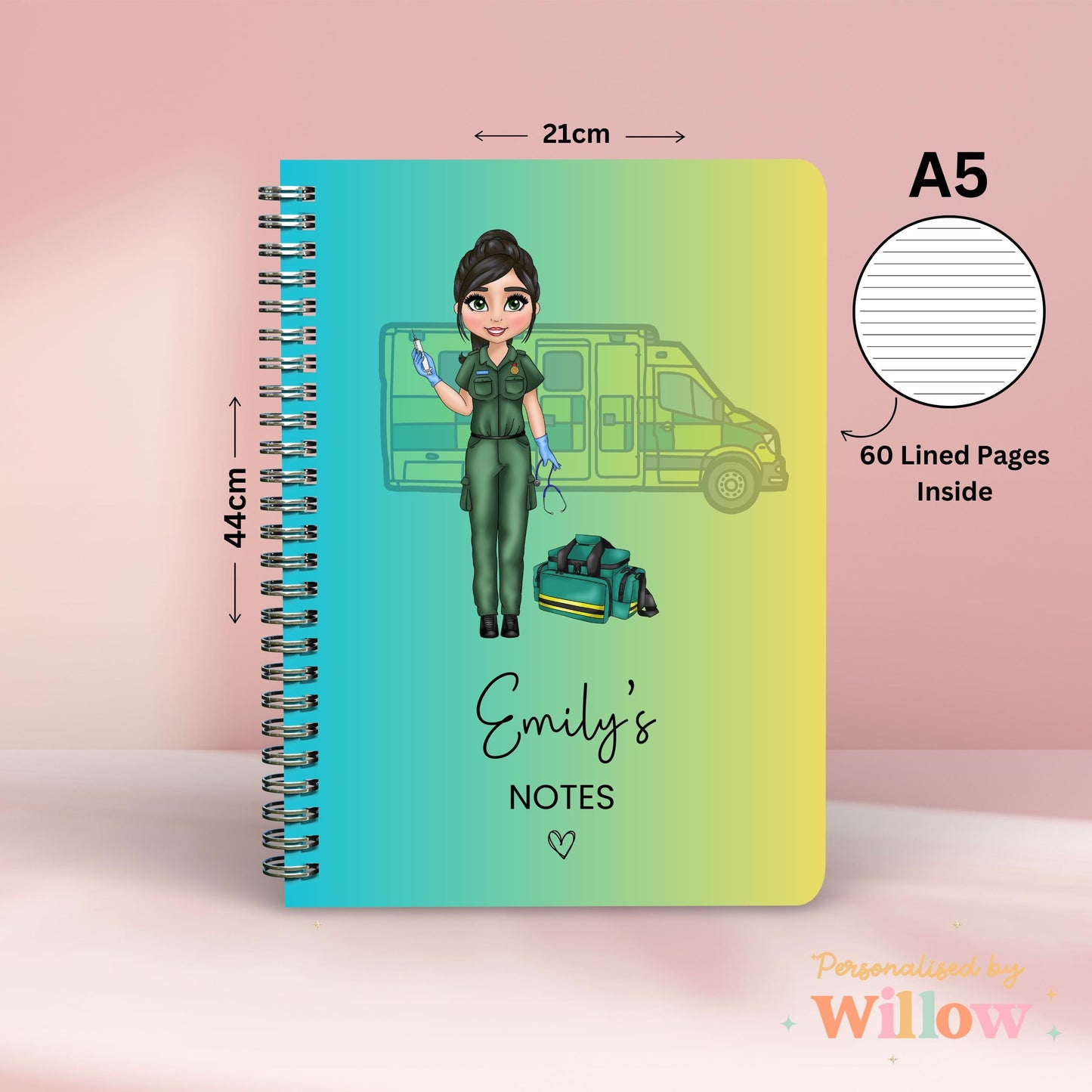 Personalised Paramedic Notebook, Emergency Services Paramedic Stationary, Medical Gift.