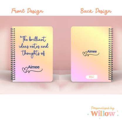 Personalised Brilliant Creative Ideas Notebook Journal, Notebook For Inspiration &amp; Thoughts