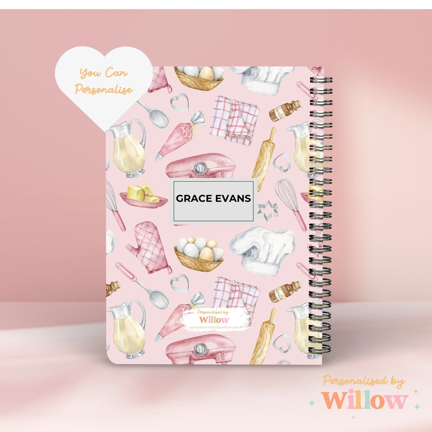 Personalised Baking Notebook Gift For Baker, Recipe Notebook